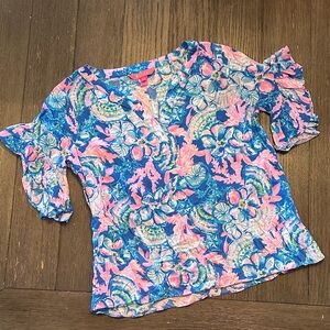 Lilly Pulitzer Blue and Pink Floral Blouse